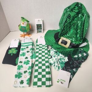 Bundles Of 8 St. Patrick's Day Accessories Hat, Nails, Socks, Hair Ties